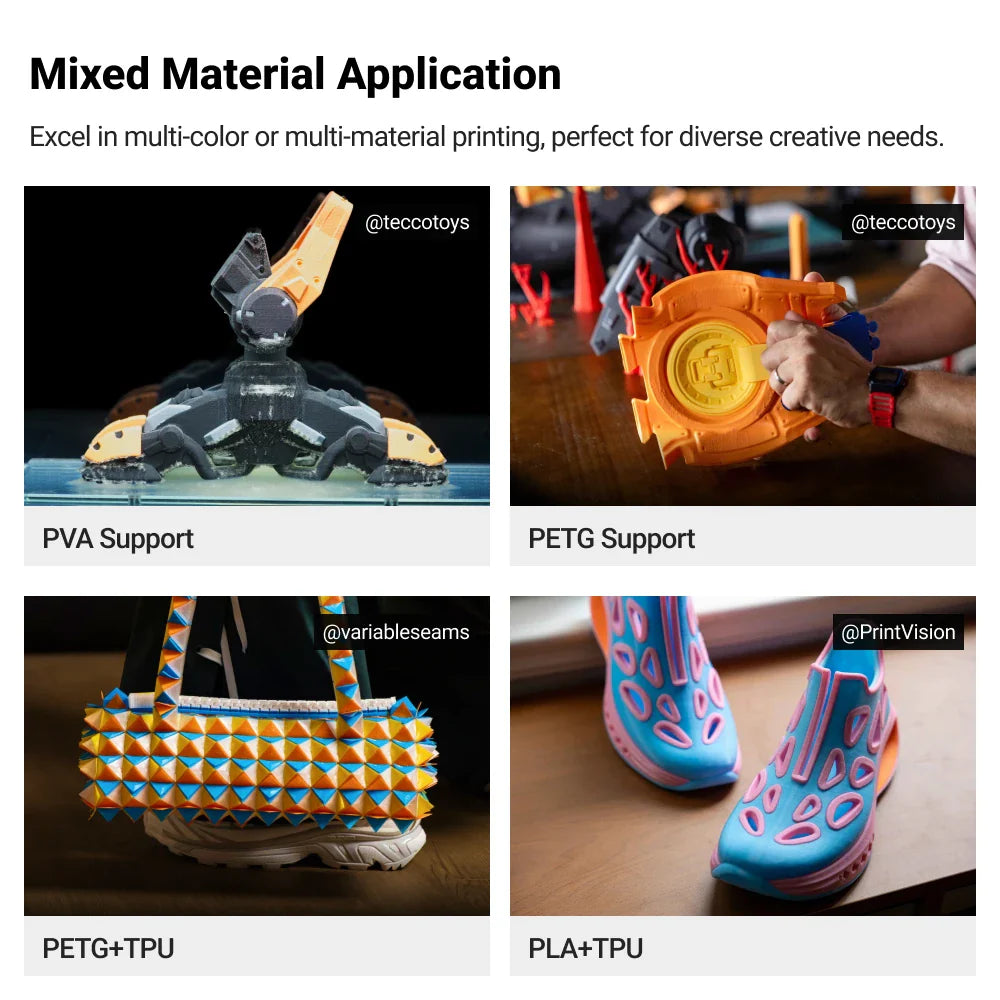 Snapmaker U1 3D Printer – 4 Automatic Toolheads for Multi-Color Printing 3 Snapmaker U1 3D Printer mixed material application with PVA, PETG and TPU