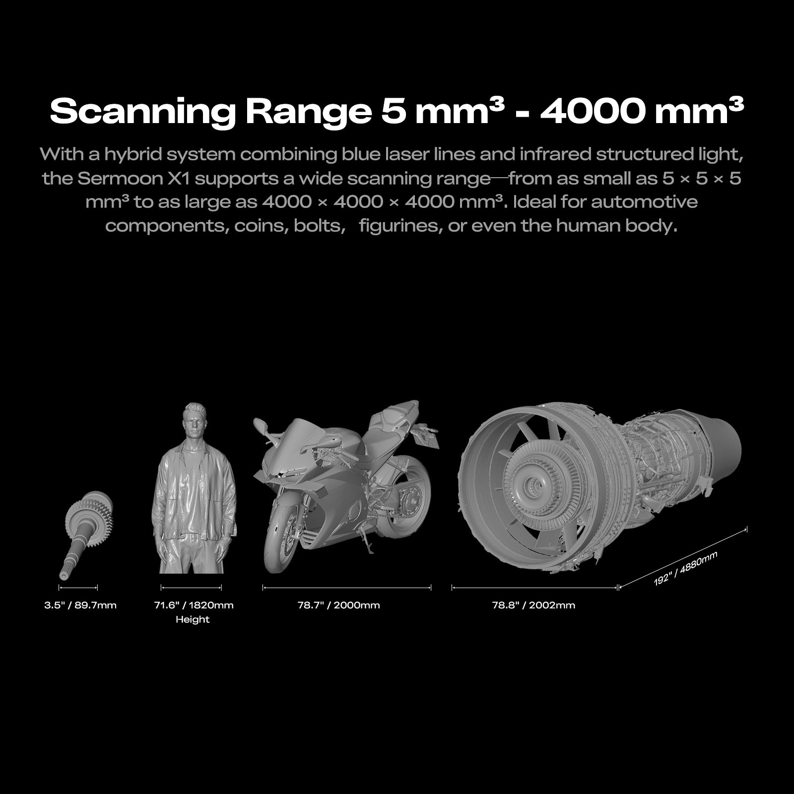 Creality Sermoon X1 3D Scanner 10 Creality Sermoon X1 3D Scanner scanning range 5mm3 to 4000mm3