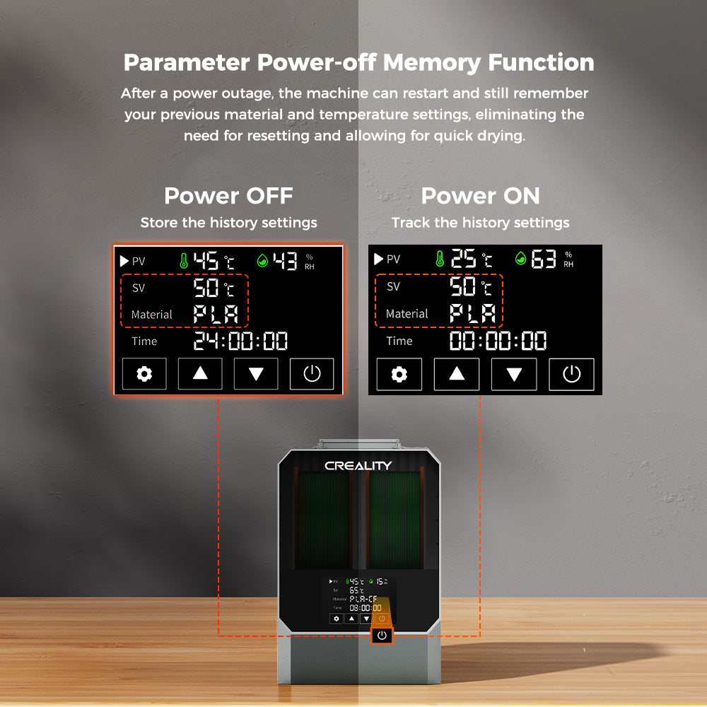 Creality Space Pi Filament Dryer Plus 3 Creality Space Pi Filament Dryer Plus parameter power-off memory function