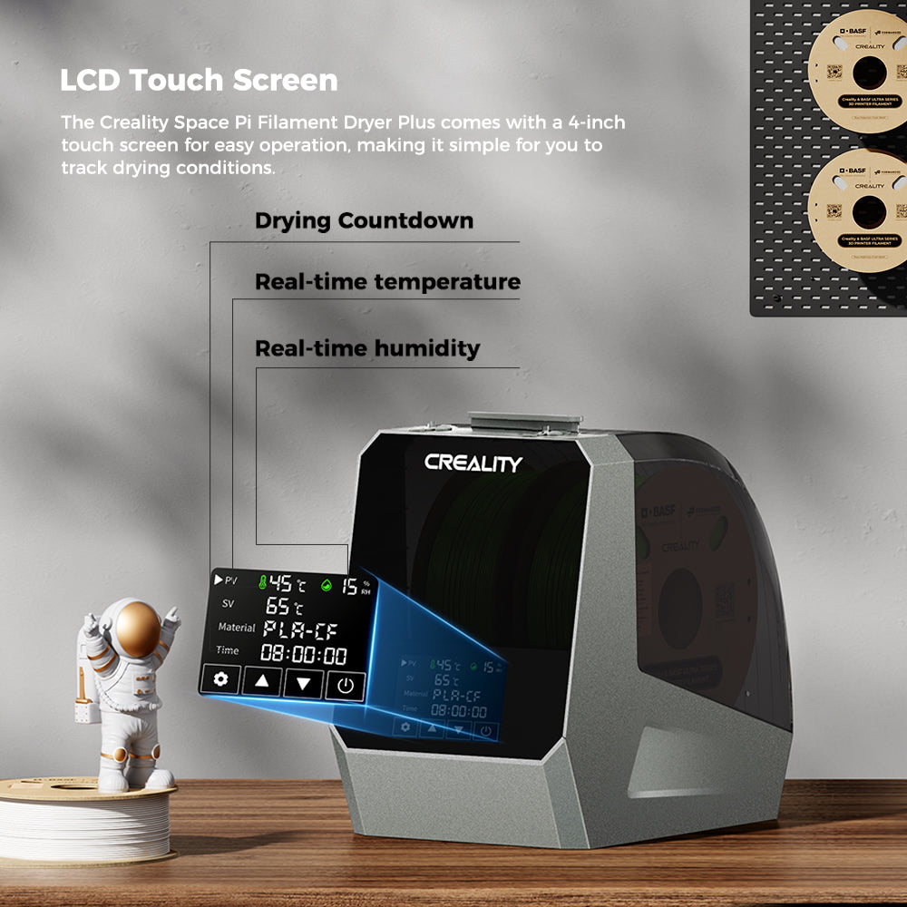 Creality Space Pi Filament Dryer Plus 9 Creality Space Pi Filament Dryer Plus LCD touch screen with drying countdown, temperature and humidity